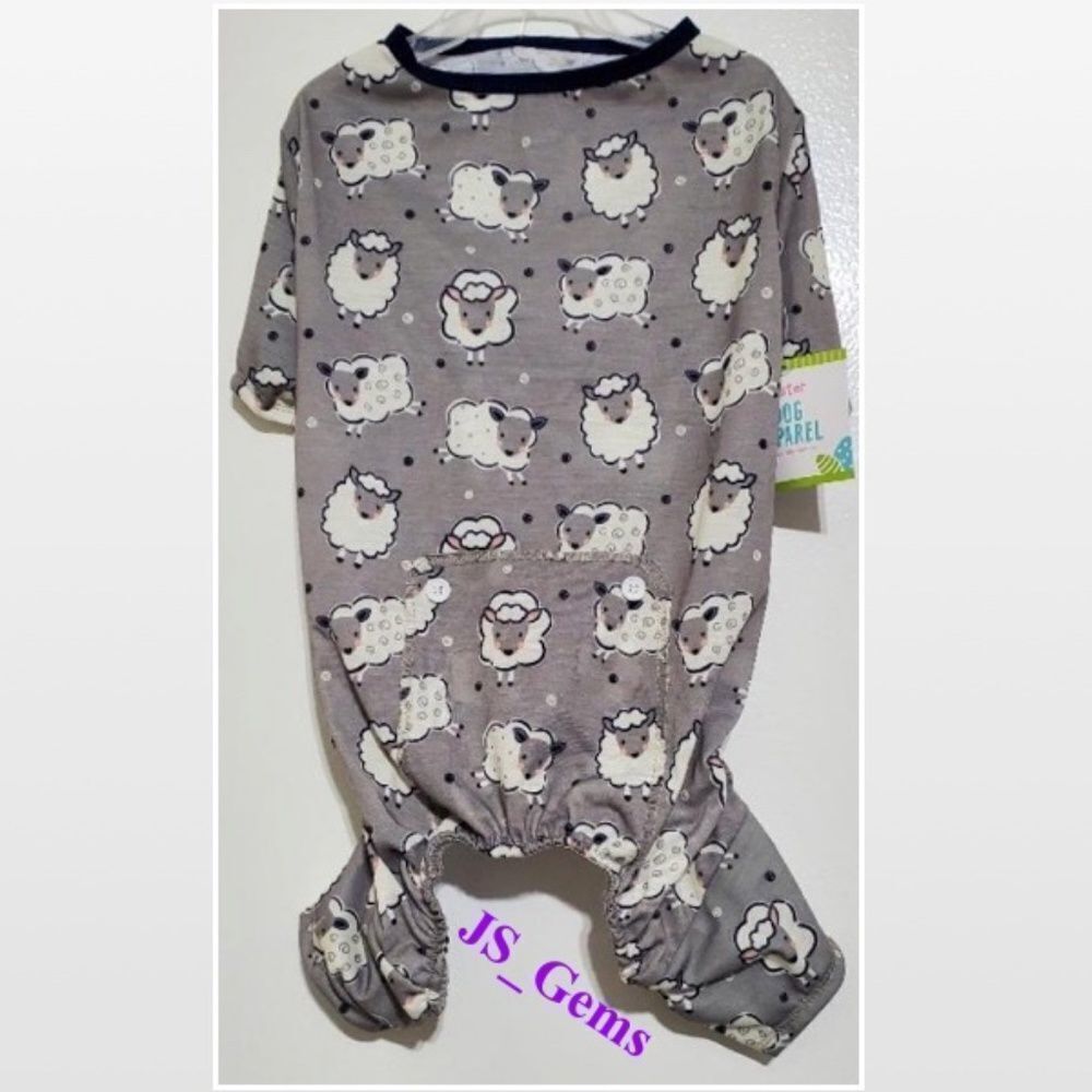 New Pet Dog Grey & White Sheep Cloths Medium Canine Easter Pajamas Clothing NWT